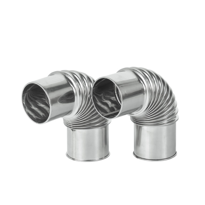 45 / 90 Degree Pipe Section | Stainless Steel Chimney |  for Tent Stoves with 2.76in / 7cm Diameter Chimney Pipes | One Pair