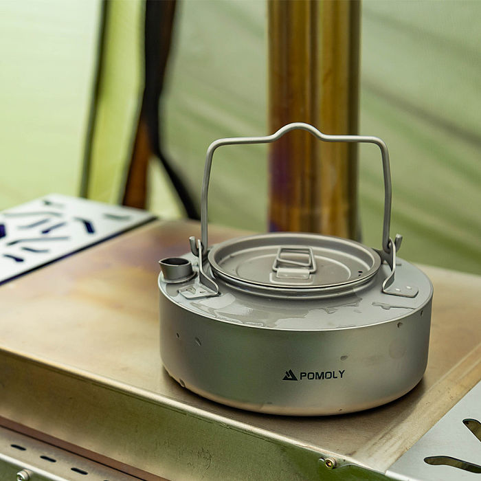 POMOLY Titanium Kettle 700ml | Ultralight Backpacking Coffee Pot | POMOLY