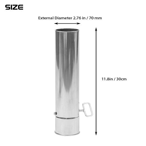 Φ2.76in x 11.8in (Φ7cm x 30cm) Airflow Controller Chimney Section | for Tent Stoves with 2.76in / 7cm Diameter Chimney Pipes | POMOLY