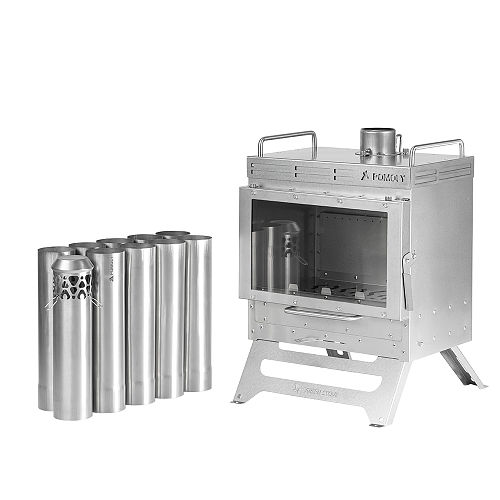 Dweller-Ti Titanium Wood Stove | Segmented Titanium Chimney Version | POMOLY & GREEN STOVE New Arrival