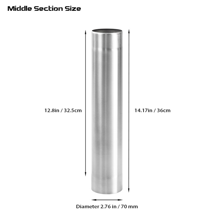 Φ2.76in x 14.17in (Φ7cm x36cm) Middle Section Pipe | Titanium Non Rolling Solid Section Chimney | POMOLY New Arrival