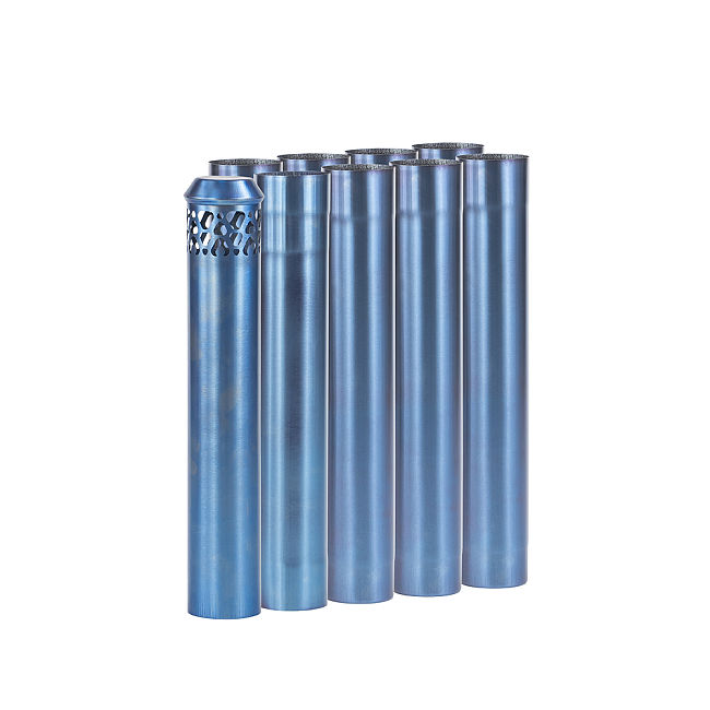 Φ2.36in x 14.17in x 9 Sections (Φ6cm x 36cm) Gradient Blue Titanium Chimney Set | Detachable Assembled Chimney | POMOLY New Arrival