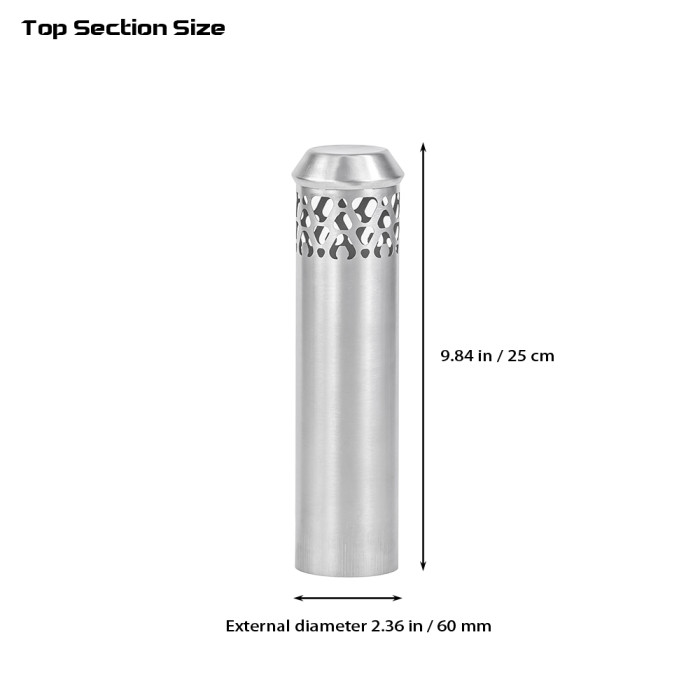 Φ2.36in x 9.84in (Φ6cm x 25cm) Top Section Titanium Chimney with Spark Arrestor | POMOLY