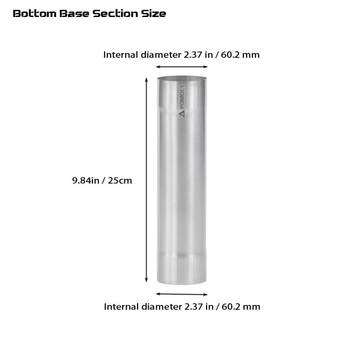 Φ2.36in x 9.84in (Φ6cm x 25cm) Bottom Base Section Titanium Chimney | POMOLY