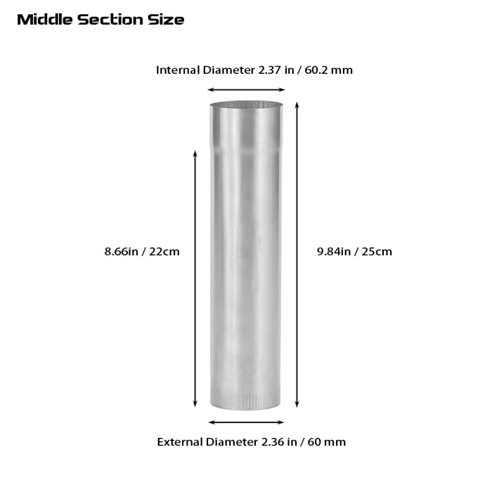 Φ2.36in x 9.84in (Φ6cm x 25cm) Middle Section Titanium Chimney | POMOLY
