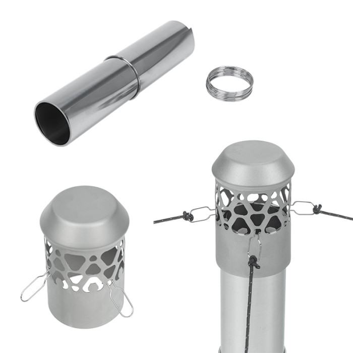 2.36in / 6cm Titanium Stove Pipe Set, Detachable Assembled Stove Chimney  Non Rolling Solid Section Flue