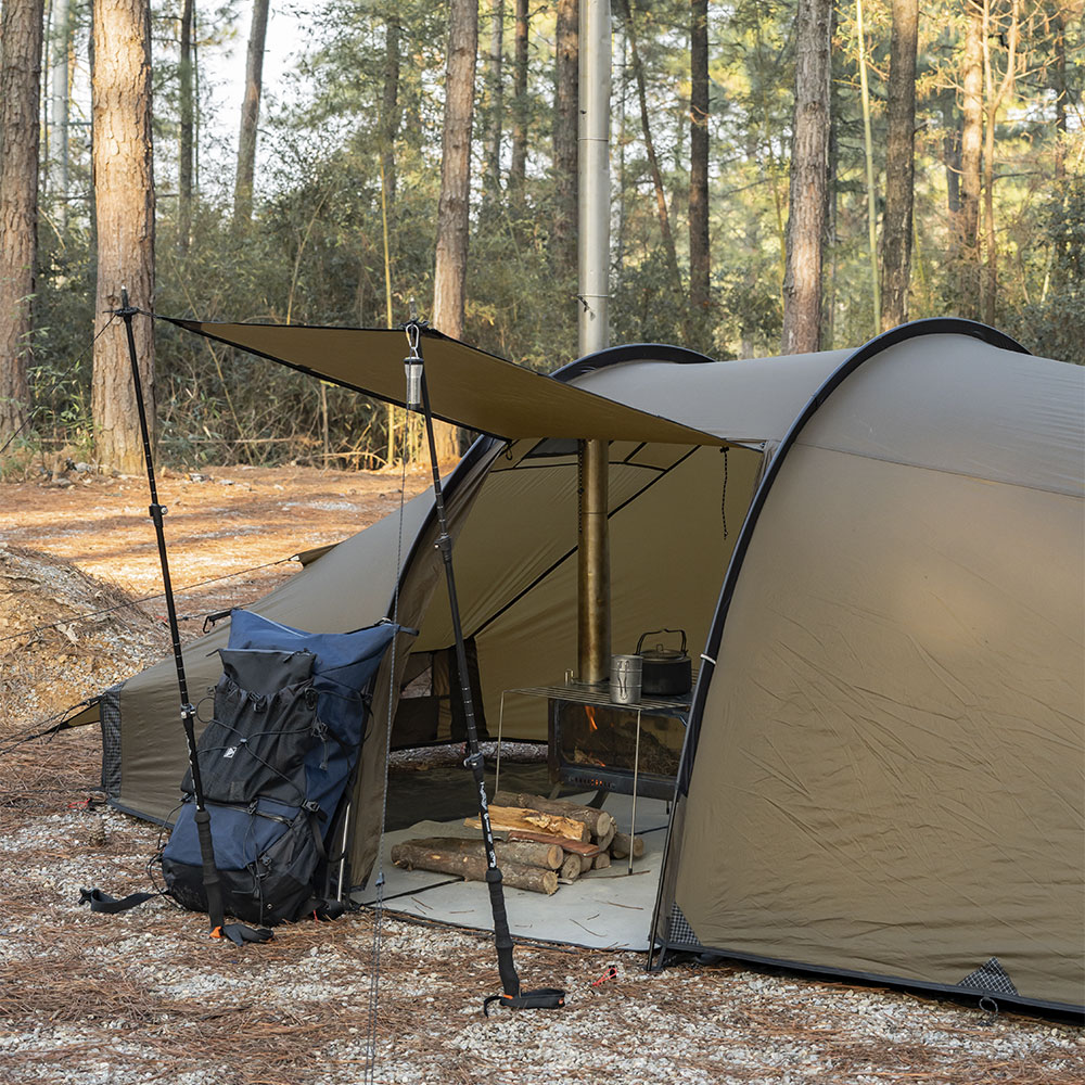 Camping Tunnel Tent With Stove | POMOLY Locomotive 3 Hot Camping Tunnel Tent With Stove | POMOLY Locomotive 3 Hot