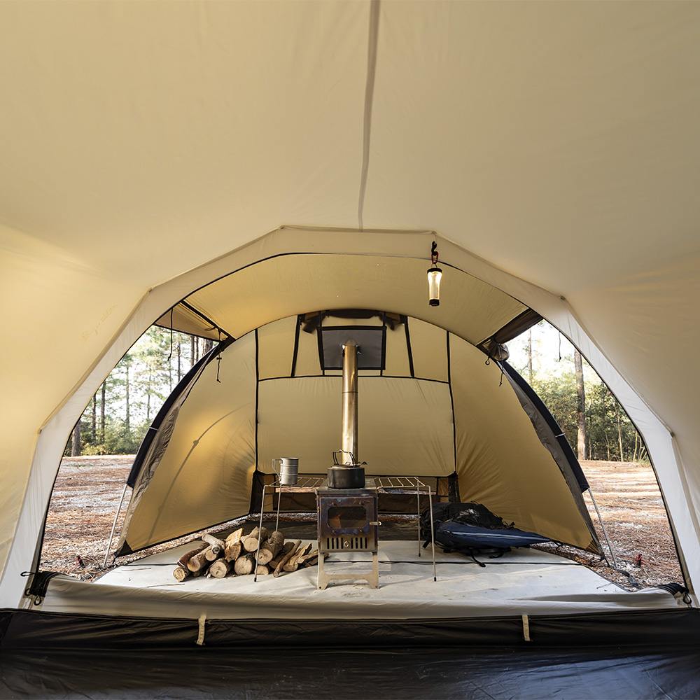 Camping Tunnel Tent With Stove | POMOLY Locomotive 3 Hot Camping Tunnel Tent With Stove | POMOLY Locomotive 3 Hot