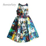 BunniesFairy Original Design 2021 Summer New Vintage Floral Print High Waist Midi Dresses Retro Robe Rockabilly Feminino Vestido