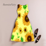 BunniesFairy Celebrity-inspired Women Elegant Vintage Retro Flower Floral Print Vest Dresses Sleeveless O-Neck Vestido De Fiesta