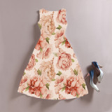 BunniesFairy Celebrity-inspired Women Elegant Vintage Retro Flower Floral Print Vest Dresses Sleeveless O-Neck Vestido De Fiesta