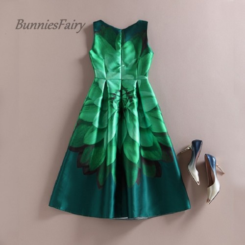 BunniesFairy Celebrity-inspired Women Elegant Vintage Retro Flower Floral Print Vest Dresses Sleeveless O-Neck Vestido De Fiesta