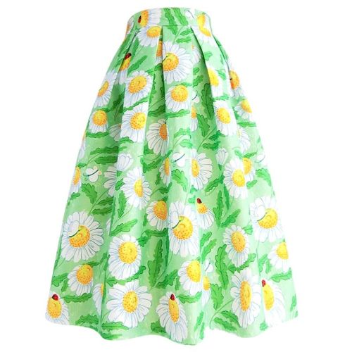2022 Spring Summer Vintage Elegant Fairy Floral Print Aesthetic y2k Lilac Purple Midi Pleated Long Skirt with Pockets Dropship