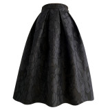 2022 Spring Summer Vintage Elegant Fairy Floral Print Aesthetic y2k Lilac Purple Midi Pleated Long Skirt with Pockets Dropship