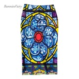 BunniesFairy 2022 Summer New Women Chic Vintage Floral Print High Waist Bodycon Long Pencil Skirt Falda Jupe Femme Tube Slim XXL