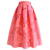 2022 Spring Summer Vintage Elegant Fairy Floral Print Aesthetic y2k Lilac Purple Midi Pleated Long Skirt with Pockets Dropship