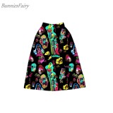 2022 Summer Korean za Fashion Harajuku e Girl y2k Kawaii Aesthetic Vintage Bright Graffiti Print High Waisted Pleated Mini Skirt