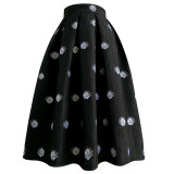 2022 Spring Summer Vintage Elegant Fairy Floral Print Aesthetic y2k Lilac Purple Midi Pleated Long Skirt with Pockets Dropship