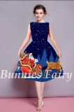 2022 Spring Snowman Cartoon Print High Waist Red Women Christmas Dress Festival Clothing Party New Year Eve Vestido de Fiesta