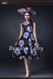 BunniesFairy 2022 Summer Vintage Rose Retro Flower Floral Print Green Vest Dresses Sleeveless Wedding Black Print Swing Dress