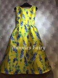 BunniesFairy 2022 Summer Vintage Rose Retro Flower Floral Print Green Vest Dresses Sleeveless Wedding Black Print Swing Dress