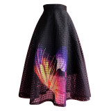 Summer Vintage Elegant Korean Fashion Fairy Sweet Floral Embroidery High Waisted Puffy Pink Tulle Mesh Long Midi Skirt for Women