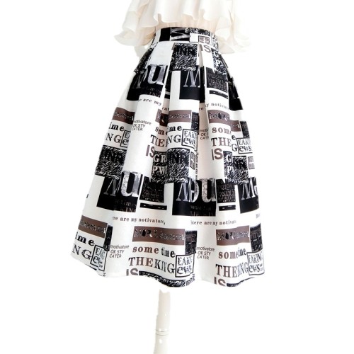 5pcs/Lot 2022 Spring Summer Hepburn Vintage Elegant Women Retro Floral Embroidery Jacquard Pleated Midi Skirt Dropship Wholesale