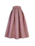 BunniesFairy Spring Summer Hepburn Vintage Elegant Boutique Stripes Embroidery Aesthetic Midi Pleated Skirt with Pockets