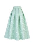 BunniesFairy Spring Summer Hepburn Vintage Elegant Boutique Stripes Embroidery Aesthetic Midi Pleated Skirt with Pockets