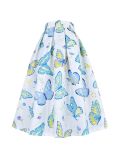 BunniesFairy Spring Summer Hepburn Vintage Elegant Boutique Stripes Embroidery Aesthetic Midi Pleated Skirt with Pockets