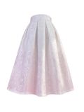 BunniesFairy Spring Summer Hepburn Vintage Elegant Boutique Stripes Embroidery Aesthetic Midi Pleated Skirt with Pockets