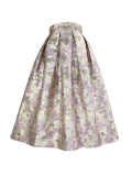 BunniesFairy Spring Summer Hepburn Vintage Elegant Boutique Stripes Embroidery Aesthetic Midi Pleated Skirt with Pockets
