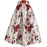 BunniesFairy Spring Summer Hepburn Vintage Elegant Boutique Stripes Embroidery Aesthetic Midi Pleated Skirt with Pockets