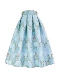 BunniesFairy Spring Summer Hepburn Vintage Elegant Boutique Stripes Embroidery Aesthetic Midi Pleated Skirt with Pockets