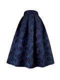 Spring Autumn Hepburn Vintage Elegant Women Pink y2k Retro Floral Aesthetic Jacquard High-waisted Long Midi Pleated Skirt