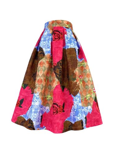 Spring Autumn Hepburn Vintage Elegant Women Pink y2k Retro Floral Aesthetic Jacquard High-waisted Long Midi Pleated Skirt