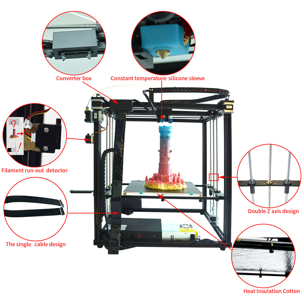 X5SA PRO DIY-Baugruppe 3D Printer Druckgröße 330×330×400 MM,Titan