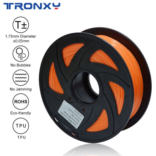 3D Flexible Orange TPU Filament 1.75 mm, 2.2 LBS (1KG)