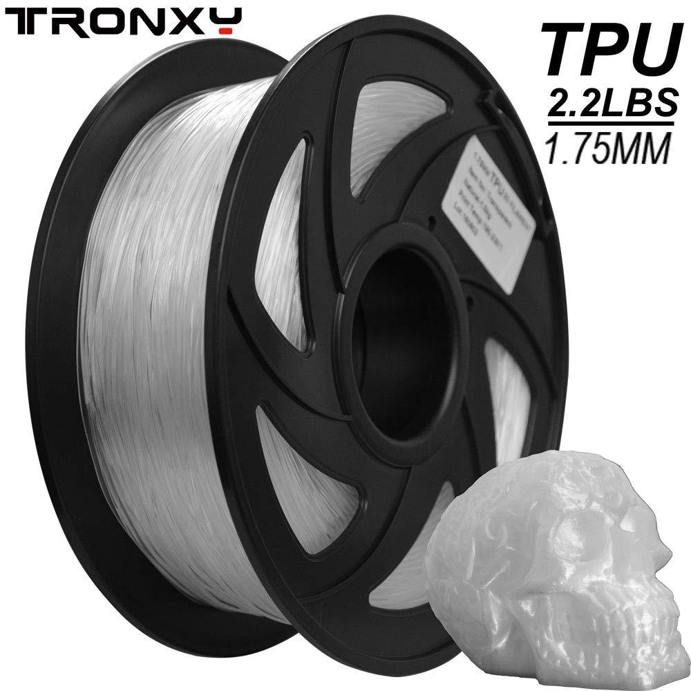 Flexible TPU 3D Printers Filament, 1.75mm,Color is Clear, Accuracy +/-  0.05mm, Net Weight 1KG(2.2LB),Transparent TPU