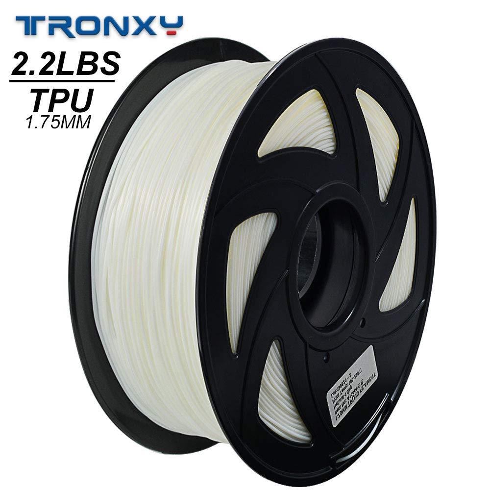 3D Flexible White TPU Filament 1.75 mm, 2.2 LBS (1KG) Material: TPU