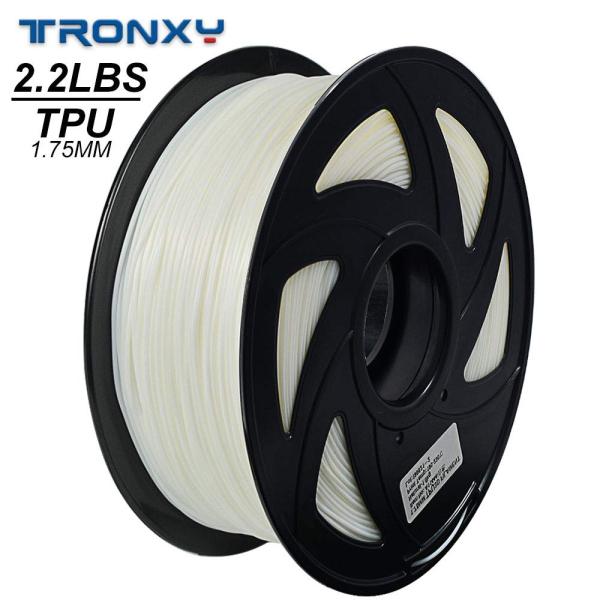 3D Flexible White TPU Filament 1.75 mm, 2.2 LBS (1KG)
