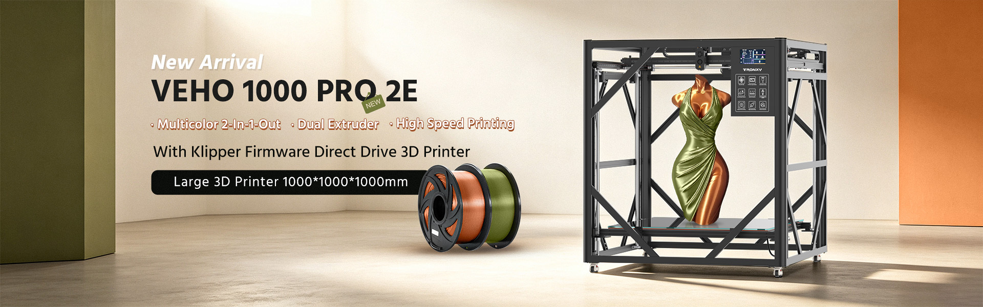 Multicolor 2-In-1-Out Dual Extruder High Speed 3D Printer