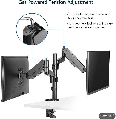 Rsen Pc Dual Monitor Arm Stand Desk Mount Bracket With Ergonomic Height Adjustable Gas Powered Full Motion Double Desktop Clamp Pc Dual Monitor Arm Stand Desk Mount, Monitor Arm Stand