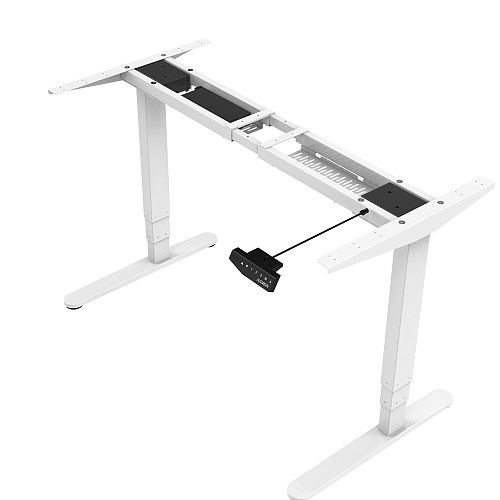 Putorsen Es23w Height Adjustable Electric Standing Desk Frame Three Stage With Anti Collision System Dual Motor Heavy Duty Steel Stand Up Desk With Automatic Memory Smart Keyboard Frame Only White
