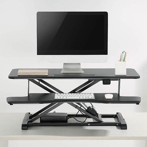 149 59 Eu Exclusive Putorsen Electric Standing Desk Height Adjustable Sit Stand Desk Converter Stand Up Desk Riser Ergonomic Standing Up Workstation With Keyboard Tray 32 Wide Platform Compatible With Monitor