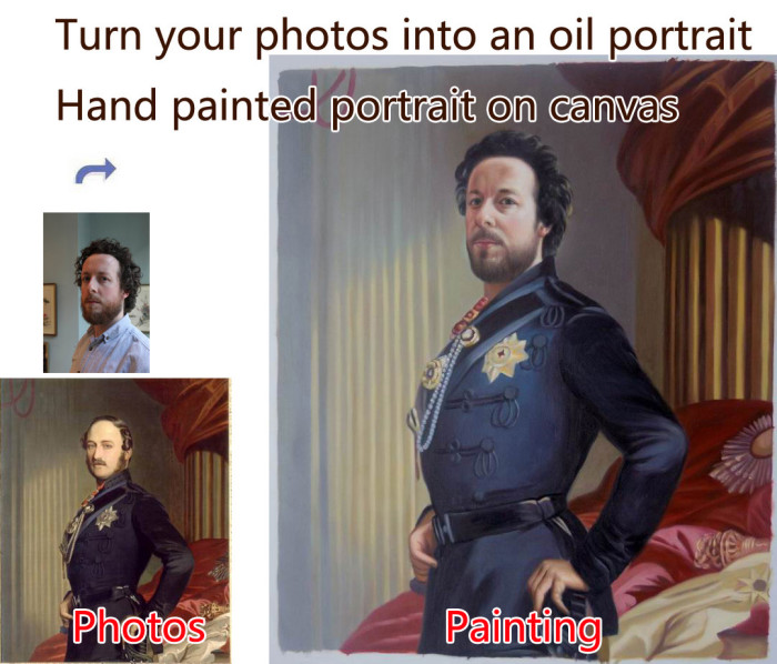 Custom oil portrait, paint face on famous history painting, Hand painted oil painting, unique portrait from photos