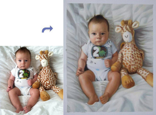 Custom children portrait, Hand painted oil painting, Oil portrait painting from photos