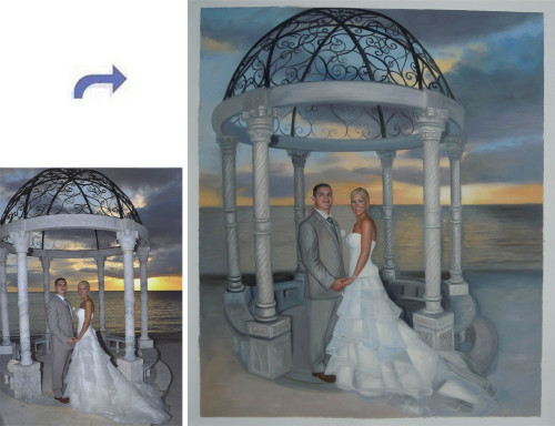 Custom Wedding portrait, Hand painted oil painting on canvas, Turn photos into oil portraits paintings