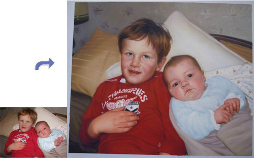 Custom children portrait, Hand painted oil painting on canvas, Turn photos into oil portraits paintings