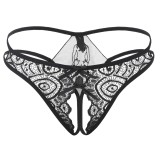 Sexy underpants open crotch black lace